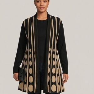 Model France Open-Front Polka Dot Cardigan Sweater